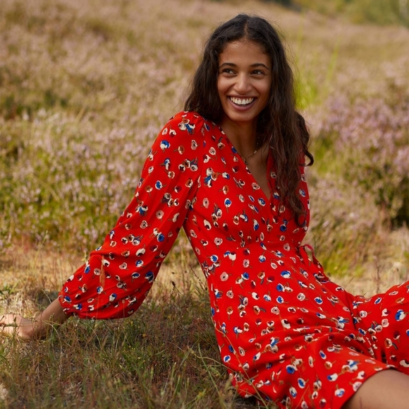 Maeve Dresses & Skirts - ANTHROPOLOGIE Women's Maeve Petunia Wrap Mini Dress Size 2